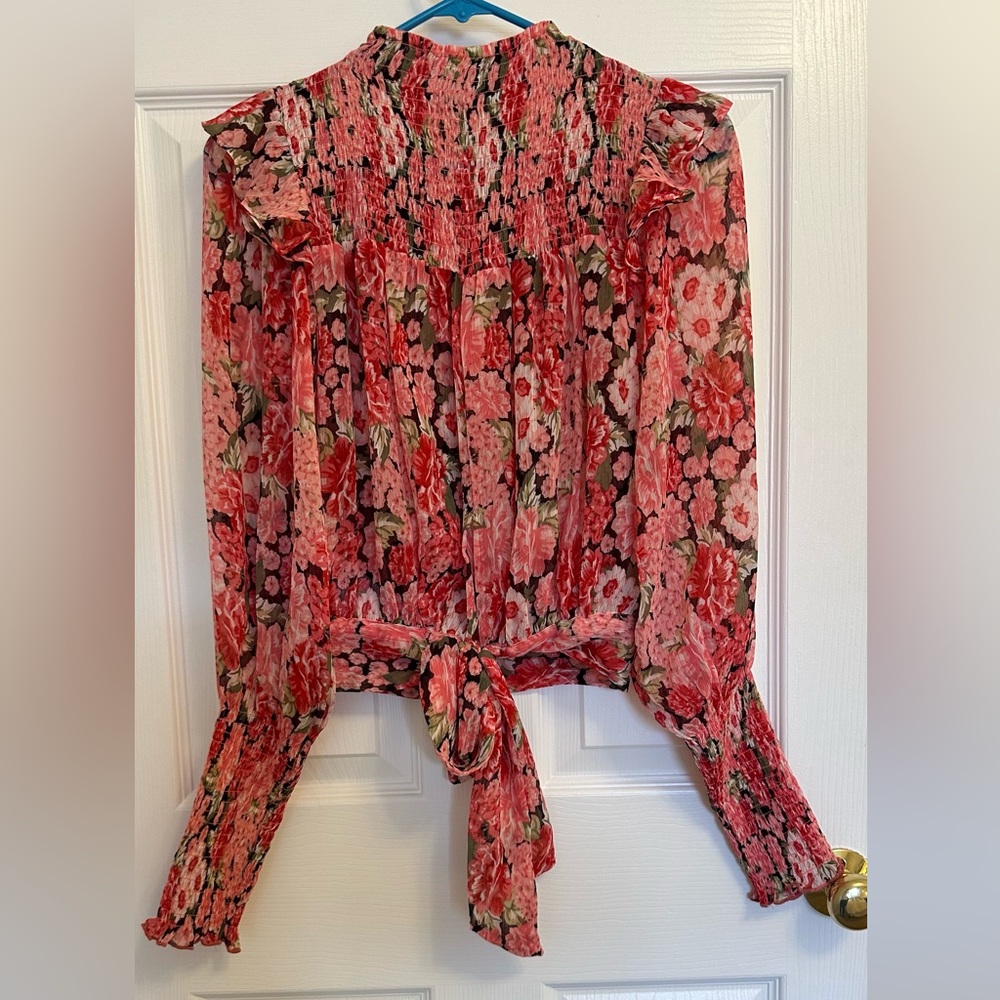 Bardot Remi Floral Blouse in Pink Gardenia - size XS